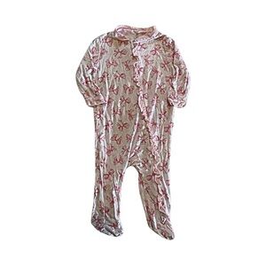 Milk berry 3-6 month bow printed ruffle butt one piece 2 way zip sleeper organic